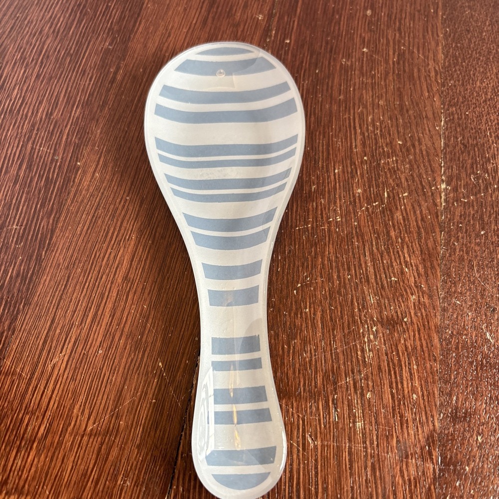 Temptations by Tara Seasonal Blue Striped Glass Spoon Rest - New
